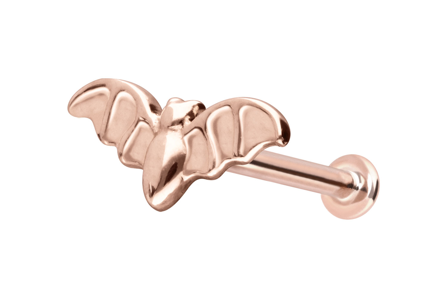 14 Karat Gold Labret Piercing mit Innengewinde FLEDERMAUS